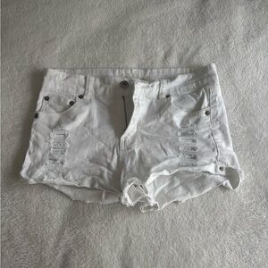 Ocean Drive White Distressed Jean Shorts